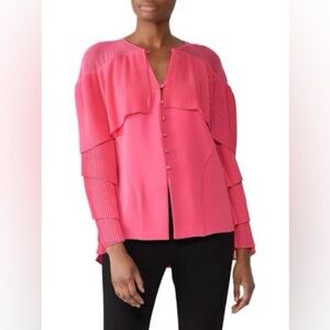 PRABAL GURUNG COLLECTIVE Pink Pleated-Sleeve Blouse Women’s Size 4 Small S